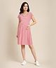 Bella Mama Half Sleeves Striped Maternity Dress - Red
