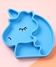 Silicone Four  Compartmented Unicorn Plate - Blue