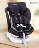 Bonfino Compass Isofix Convertible Car Seat, 360° Swivel, 5-Point Harness, Adjustable Headrest, Premium Linen Fabric - Black| Reclining Seat| Washable Cover