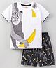 OJOS Half Sleeves T-Shirt & Shorts Set Monkey Print - White Black