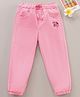 Babyhug Full Length Flower Embroidered Trousers - Pink