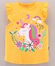 Child World Cap Sleeves Frock Unicorn Print - Yellow