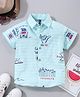 Play by Little Kangaroos Half Sleeves Solid Shirt Placement Print- Blue (Print Placement May Vary)