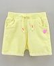 Play By Little Kangaroos Denim Shorts With Heart Sequin Patch - Lemon Yellow