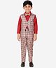 P-MARK Full Sleeves Shirt With Checked Waistcoat & Pants Set - Red