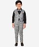 P-MARK Full Sleeves Shirt With Checked Waistcoat & Pants Set - Black