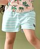 Anthrilo Knee Length Stripes Print Shorts - Aqua Blue