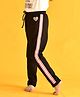 Anthrilo Full Length Heart Print & Side Tape Joggers - Black