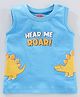 Babyhug Sleeveless Cotton T-Shirt With Hear Me Roar Text And Dino Print - Blue Yellow