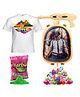 Fiddlerz Holi Pichkari High Pressure Water Gun Toy Back Holding Tank For Kids with Holi Combo of 200 Water Balloons , 1 Tshirt & 1 Pkt Holi Color Pool Party Fun