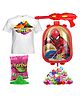 Fiddlerz Holi Pichkari High Pressure Water Gun Toy Back Holding Tank For Kids with Holi Combo of 200 Water Balloons , 1 Tshirt & 1 Pkt Holi Color Pool Party Fun