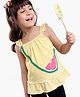 Babyhug Singlet Sleeves Top Checks Print with Sling Bag Applique - Yellow