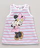 Babyhug 100% Cotton Sleeveless Striped Frock Minnie Mouse Print - Multicolor
