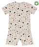 Turtledove London Organic Cotton Ribbed Tee and Shorts Set Marine Animals Print - Light Grey