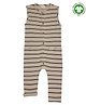 Turtledove London Sleeveless Organic Cotton Striped Dungaree - Beige