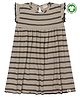Turtledove London Organic Cotton Short Sleeves Frock Striped - Cream Light Brown