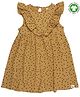 Turtledove London Organic Cotton Flutter Sleeves Frock Printed - Light Brown