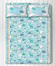 Silverlinen Snooze & Roar Dinosaur 100% Cotton Double Size Bedsheet with 2 Pillow Covers - Blue 