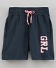 Doreme Above Knee length Cotton Lycra Short Text Print - Midnight Blue