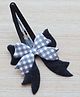 Pretty Ponytails Vintage Inspired Retro Checks With Solid Colour Velvet Double Hair Bow Clip - Black