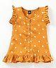 JAV Creations Short Flutter Sleeves Bandhani Print Top - Light Brown