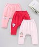 Babyhug Anle Length Atimicrobial Cotton Diaper Leggings Kitty Print Pack Of 3 - Pink Red