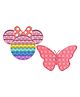FunBlast Cartoon & Butterfly Shaped Pop Bubble Stress Relieving Silicone Pop It Fidget Toy Pack Of 2 - Multicolor