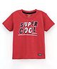 Smarty Boys Half Sleeves Cotton T Shirt Text Print- Red