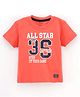 Smarty Boys Half Sleeves Cotton T Shirt Text Print- Orange