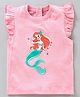 Babyhug Flutter Sleeves Top Mermaid Print - Pink