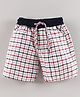 Simply Premium Knee Length Shorts Checks Design - Red