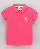 ToffyHouse Half Sleeves Solid T-Shirt Logo Embroidery - Pink
