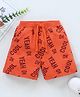 Babyhug Cotton Shorts Text Print - Orange
