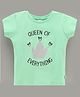 Ollypop Half Sleeves Cotton Top Queen Print - Green