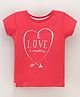 Ollypop Half Sleeves Cotton Top Love Print - Red