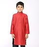 Tabard Full Sleeves Self Design Ethnic Kurta - Red