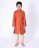 Tabard Full Sleeves Self Print Ethnic Kurta - Orange