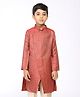 Tabard Full Sleeves Self Print Ethnic Kurta - Red