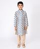 Tabard Full Sleeves Elephant Print Ethnic Kurta - Blue
