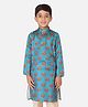 Tabard Full Sleeves Peacock Print Ethnic Kurta - Blue