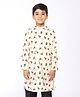 Tabard Full Sleeves Honey Bee Print Ethnic Kurta - Beige
