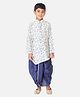 Tabard Full Sleeves All Over Printed Ethnic Kurta - Blue