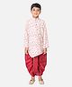 Tabard Full Sleeves All Over Printed Ethnic Kurta - Red