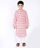 Tabard Full Sleeves All Over Printed Ethnic Kurta - Red