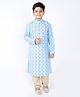 Tabard Full Sleeves Elephants Print Kurta - Blue