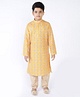 Tabard Full Sleeves Elephants Print Kurta - Yellow
