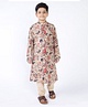 Tabard Full Sleeves Floral Print Ethnic Kurta - Beige