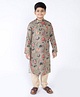 Tabard Full Sleeves Floral Print Ethnic Kurta - Green