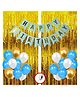 Bubble Trouble Blue White & Golden Birthday Balloons Combo Set For Kids Or boys Birthday Decoration Items - Pack of 64