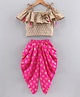 Twisha Sleeveless Floral Motif Design Top With Contrast Dhoti Pants - Beige Pink